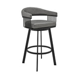 Naomi and Chelsea 3-Piece Counter Height Dining Set in Black Metal and Grey Faux Leather