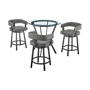 Naomi and Lorin 4-Piece Counter Height Dining Set in Black Metal and Grey Faux Leather