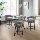 Naomi and Lorin 4-Piece Counter Height Dining Set in Black Metal and Grey Faux Leather