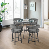 Naomi and Lorin 5-Piece Counter Height Dining Set in Black Metal and Grey Faux Leather