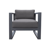 Aelani Outdoor 4 piece Set in Dark Grey Finish and Charcoal Cushions