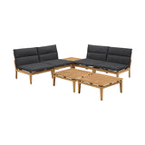 Arno Teak Wood Frame Olefin Fabric Cushion 100% Olefin 7-Piece Outdoor Conversation Set