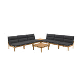 Arno Teak Wood Frame Olefin Fabric Cushion 100% Olefin 8-Piece Outdoor Conversation Set