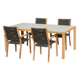 Sienna and Madsen 5 Piece Outdoor Eucalyptus Dining Set with Teak Finish