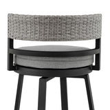 Encinitas Outdoor Patio 5-Piece Bar Table Set in Aluminum with Grey Cushions