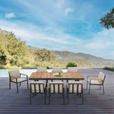 Nofi Outdoor Patio 9 Piece Dining Set in Charcoal Finish with Taupe Cushions