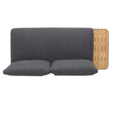 Portals Outdoor 2 piece Sofa Set in Black Finish with Natural Teak Wood Accent