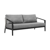 Palma Outdoor Patio 4-Piece Lounge Set in Aluminum and Wicker with Grey Cushions