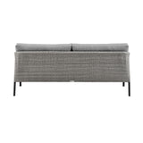 Palma Outdoor Patio 4-Piece Lounge Set in Aluminum and Wicker with Grey Cushions