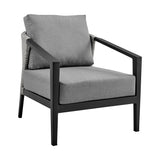 Palma Outdoor Patio 4-Piece Lounge Set in Aluminum and Wicker with Grey Cushions