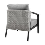 Palma Outdoor Patio 4-Piece Lounge Set in Aluminum and Wicker with Grey Cushions