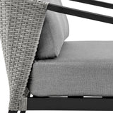 Palma Outdoor Patio 4-Piece Lounge Set in Aluminum and Wicker with Grey Cushions