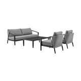 Palma Aluminum/Rattan/Fabric 100% Polyester 4-Piece Outdoor 4 Piece Conversation Set