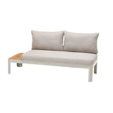 Portals Outdoor 3 Piece Sofa Set in Light Matte Sand Finish with Natural Teak Wood Top Accent