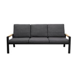 Panama Outdoor 4 Piece Black Aluminum Sofa Seating Set with Dark Grey Olefin