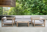 Paradise 4 Piece Outdoor Light Eucalyptus Wood Sofa Seating Set with Grey Cushions