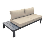Razor Outdoor 4 piece Sectional set in Dark Grey Finish and Taupe Cushions
