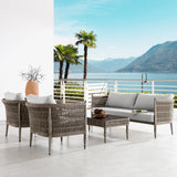 Safari 4 Piece Outdoor Aluminum and Rope Seating Set with Beige Cushions