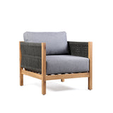 Sienna 4 Piece Acacia Wood Outdoor Sofa Seating Set with Teak Finish and Grey Cushions