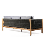 Sienna 4 Piece Acacia Wood Outdoor Sofa Seating Set with Teak Finish and Grey Cushions