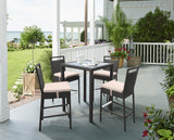 Tropez Outdoor Patio Wicker Bar Set (Table with 4 barstools)