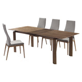 Parker Mid-Century Walnut Wood 5 Piece Dining Set