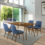 Westmont and Azalea Blue and Walnut Wood 5 Piece Dining Set