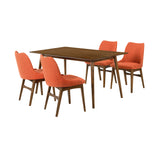 Westmont and Azalea Orange and Walnut 5 Piece Dining Set