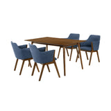 Westmont and Renzo Blue and Walnut 5 Piece Dining Set