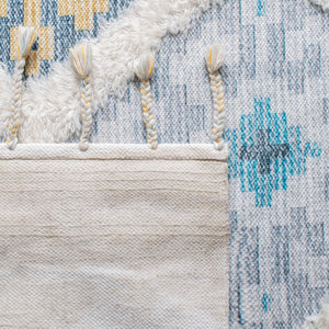 Safavieh Saffron 104 Hand Loomed Wool Pile Rug Ivory / Turquoise 5' x 8'