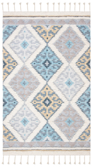 Safavieh Saffron 104 Hand Loomed Wool Pile Rug Ivory / Turquoise 5' x 8'