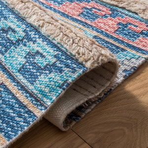 Safavieh Saffron 107 Hand Loomed Wool Pile Rug Blue / Taupe 5' x 8'