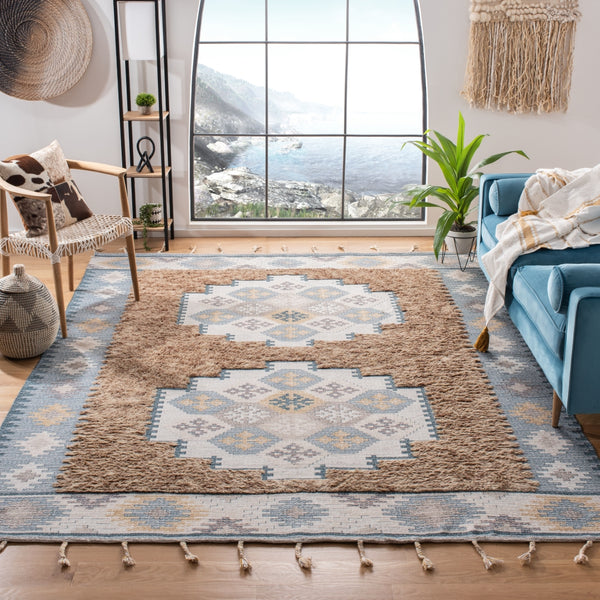 Safavieh Saffron 108 Hand Loomed Wool Pile Rug Taupe / Ivory 8' x 10'