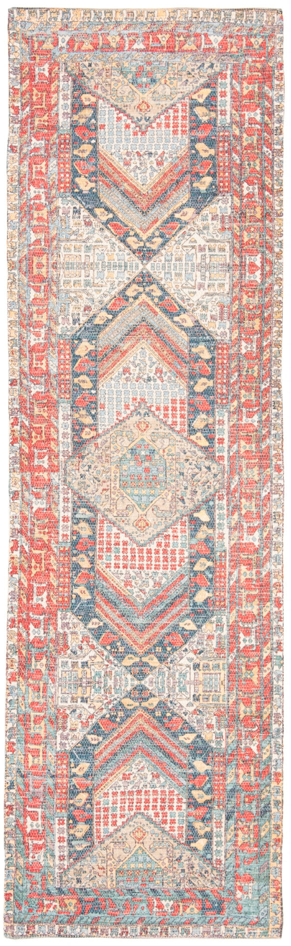 Safavieh Saffron 507 Hand Loomed 80% Polyester / 20% Cotton Rug Fuchsia / Blue 4' x 6'