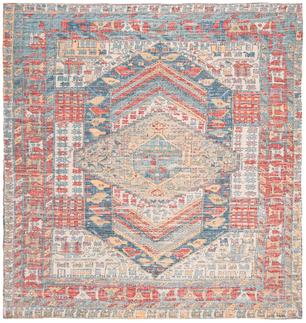 Safavieh Saffron 507 Hand Loomed 80% Polyester / 20% Cotton Rug Fuchsia / Blue 6' x 6' Square