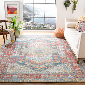 Safavieh Saffron 507 Hand Loomed 80% Polyester / 20% Cotton Rug Fuchsia / Blue 8' x 10'