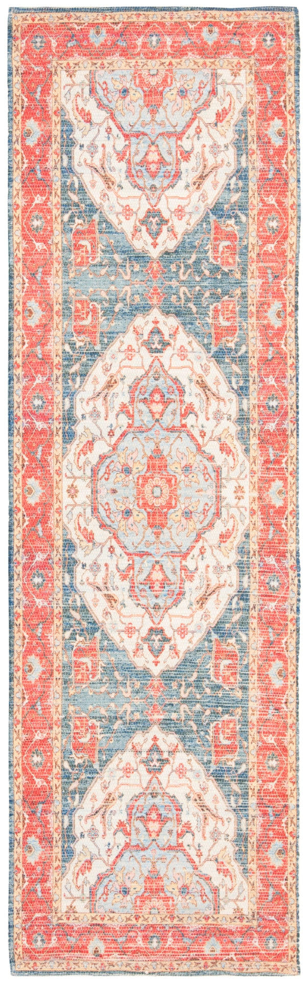 Safavieh Saffron 508 Hand Loomed 80% Polyester / 20% Cotton Rug Fuchsia / Blue 4' x 6'