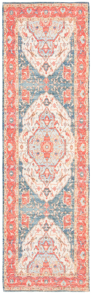 Safavieh Saffron 508 Hand Loomed 80% Polyester / 20% Cotton Rug Fuchsia / Blue 4' x 6'