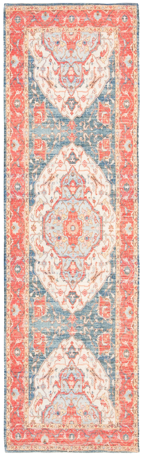 Safavieh Saffron 508 Hand Loomed 80% Polyester / 20% Cotton Rug Fuchsia / Blue 4' x 6'