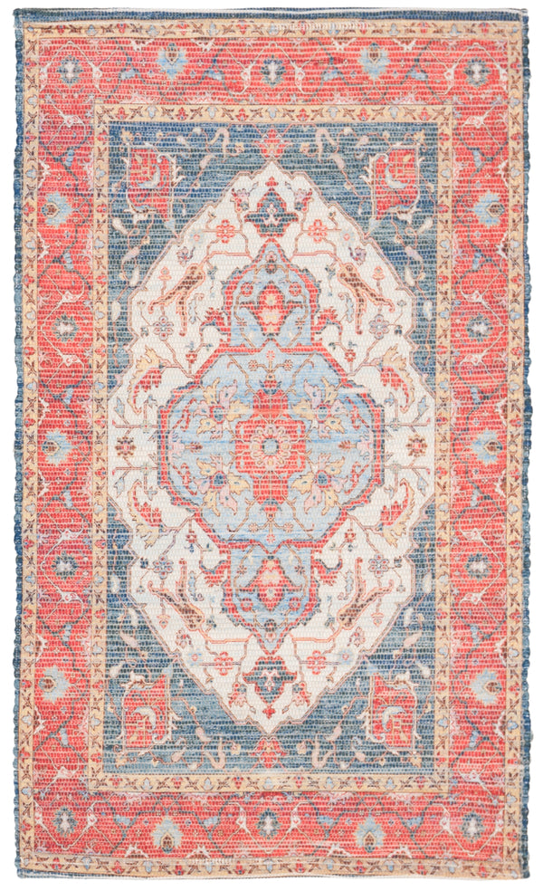 Safavieh Saffron 508 Hand Loomed 80% Polyester / 20% Cotton Rug Fuchsia / Blue 4' x 6'
