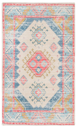 Safavieh Saffron 509 Hand Loomed 80% Polyester / 20% Cotton Rug Cream / Blue 4' x 6'