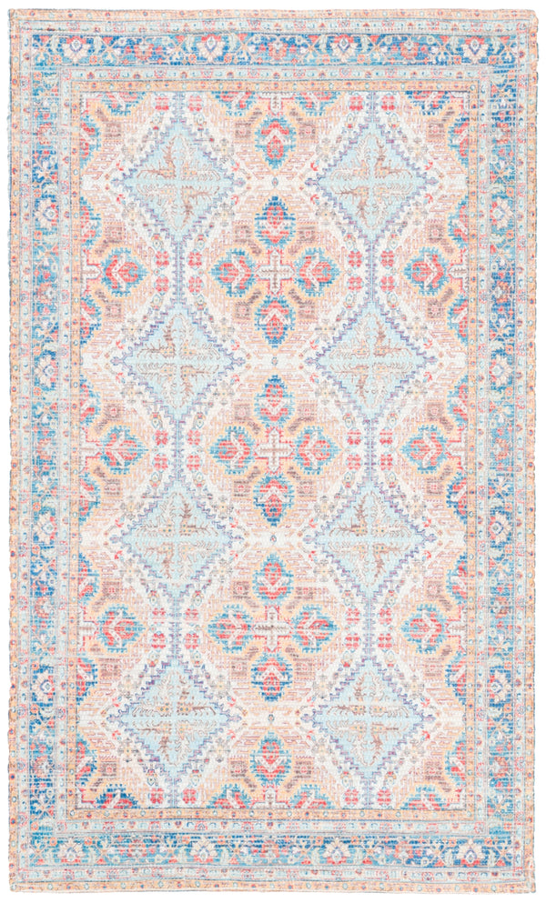 Safavieh Saffron 511 Hand Loomed 80% Polyester / 20% Cotton Rug Rust / Blue 4' x 6'