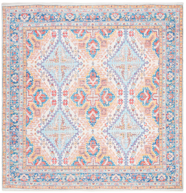 Safavieh Saffron 511 Hand Loomed 80% Polyester / 20% Cotton Rug Rust / Blue 6' x 6' Square