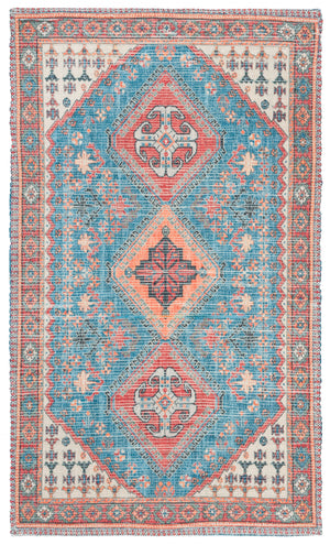 Safavieh Saffron 512 Hand Loomed 80% Polyester / 20% Cotton Rug Navy / Red 4' x 6'