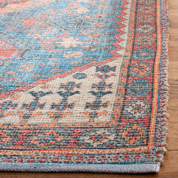 Safavieh Saffron 512 Hand Loomed 80% Polyester / 20% Cotton Rug Navy / Red 5' x 8'