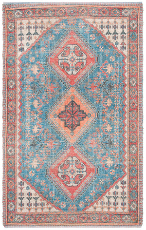 Safavieh Saffron 512 Hand Loomed 80% Polyester / 20% Cotton Rug Navy / Red 5' x 8'