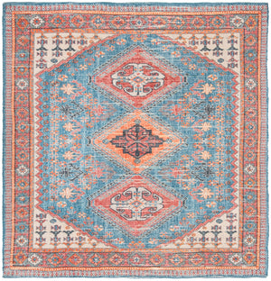 Safavieh Saffron 512 Hand Loomed 80% Polyester / 20% Cotton Rug Navy / Red 6' x 6' Square