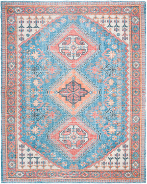 Safavieh Saffron 512 Hand Loomed 80% Polyester / 20% Cotton Rug Navy / Red 8' x 10'