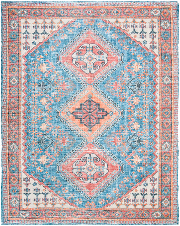 Safavieh Saffron 512 Hand Loomed 80% Polyester / 20% Cotton Rug Navy / Red 8' x 10'