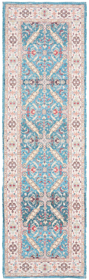 Safavieh Saffron 514 Hand Loomed 80% Polyester / 20% Cotton Rug Navy / Creme 4' x 6'